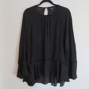 Mossimo | Size XL | Black Bell Sleeve Peplum Blouse Shirt Top Business Casual